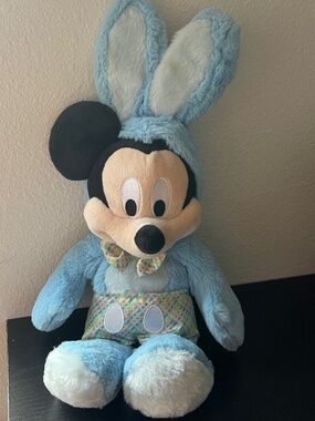 Easter Bunny Disney Mickey Mouse Plush Bunny Blue Outfit Plaid Toy